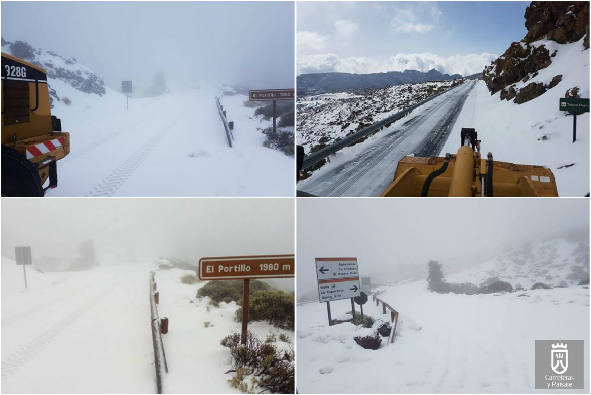 Road closures on mount Teide due to heavy snow